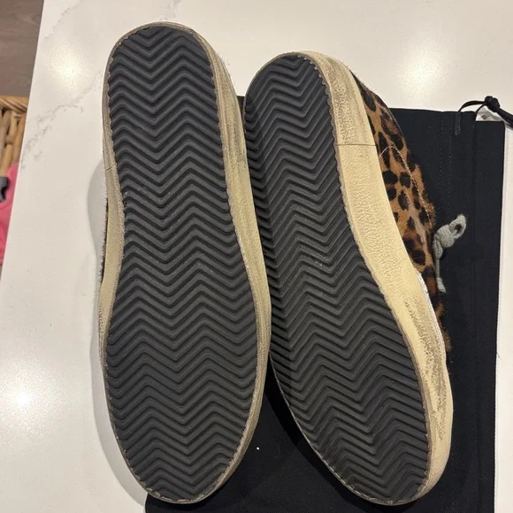 Golden Goose White and Leopard Sneakers